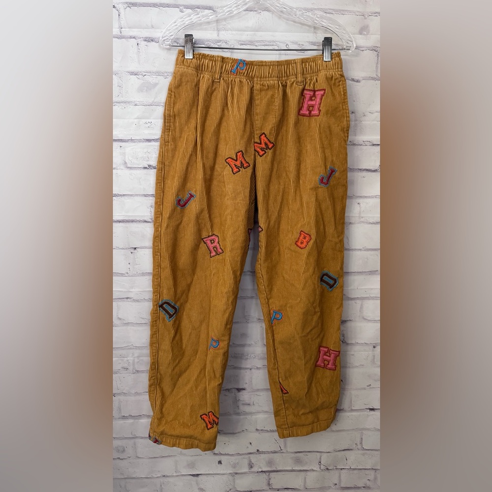 Urban Outfitters Embroidered‎ Varsity Letter Corduroy Beach Pant Mens Small